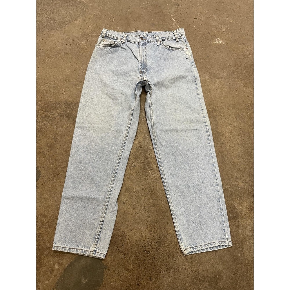 Vintage Levis 550 Jeans Mens 36x30 Light Blue Relaxed Tapered Zip Fly Distressed